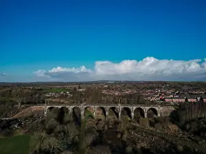 Viaduct Prints: An aerial view of the Sankey Viaduct (Nine Arches) near Newton-le-Willows in Merseyside