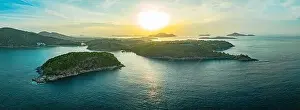 aerial view scenery sunrise at Laem Promthep Cape viewpoint