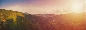 At Camera Prints: Aerial view of scenic sunset over jungle mountains at Ko Samui island, Thailand