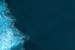 Turbulence Prints: Aerial view to sea landscape, sea water with waves