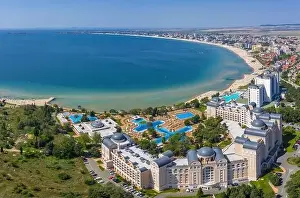 Aerial view to the sea resort Sunny Beach on the Bulgarian Blak Sea coast
