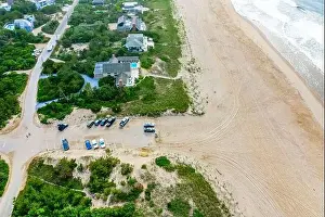 Bright Day Prints: Aerial view of a section of Napeague Ocean beach in Amagansett, NY