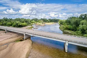 Braided Prints: aerial view of shallow and braided Platte River near Brady, Nebraska in summer scenery