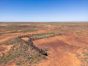 Paddock Prints: Aerial view of a sheep holding yard in remote South Australia