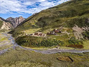 Majestic Mountain Prints: Aerial view of Shey Gompa monastery