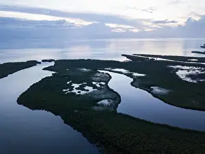 An aerial view shows extensive mangroves in Turneffe Atoll off the coast of Belize. Mangroves provide vital habitat for many fish and invertebrates