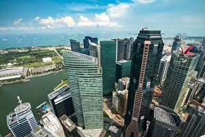 Images Dated 16th April 2017: Aerial view of Singapore business district skyscrapers building and city in Singapore, Asia