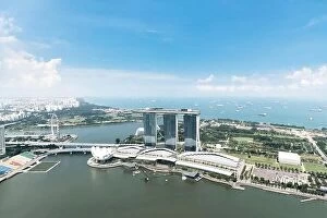 Images Dated 16th April 2017: Aerial view of Singapore business district and city at afternoon in Singapore, Asia