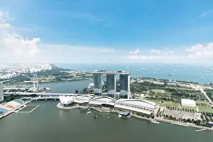 Aerial view of Singapore business district and city at afternoon in Singapore, Asia
