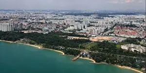 Ferris Prints: Aerial view of the Singapore, Panorama of Singapore downtown