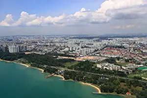 Aerial view of the Singapore, Panorama of Singapore downtown, High angle view of residential area of Singapore
