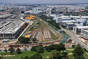 Singapore City Prints: Aerial view of the Singapore, Panorama of Singapore downtown