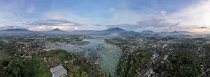 West Java Prints: Aerial view of Situ Bagendit is a famous tourist spot in Garut with mountain view