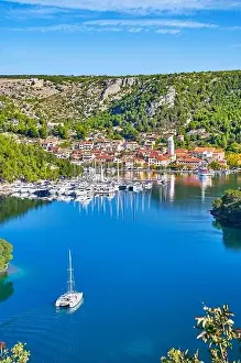 Aerial view of Skradin, Krka River, Dalmatia, Croatia