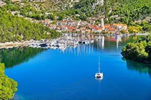 Aerial view of Skradin, Krka River, Dalmatia, Croatia