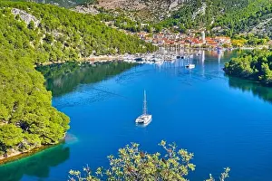 Aerial view of Skradin, Krka River, Dalmatia, Croatia