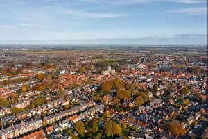 Minster Prints: Aerial view of the small market town Beverley in East Yorkshire, UK - 2019