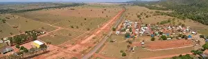 Mato Grosso Prints: Aerial view of the small rural town Bom Jardim and surrounding, Mato Grosso, Brazil
