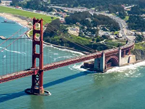 Bay Area Prints: Aerial view, south side of the Golden Gate Bridge