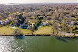 Looking West Prints: Aerial view of southampton estates on Agawam lake in southampton, ny