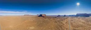 Butte Prints: Aerial view of the spectacular stone towers of Monument Valley
