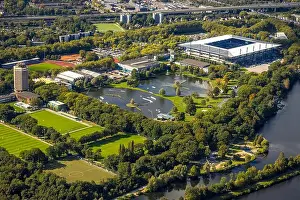 North Rhine Westphalia Prints: Aerial view, Sportpark Duisburg with soccer stadium Schauinsland-Reisen-Arena