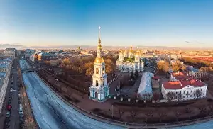 Epiphany Prints: Aerial top view to St. Nicholas Naval Sea Cathedral in sunny day