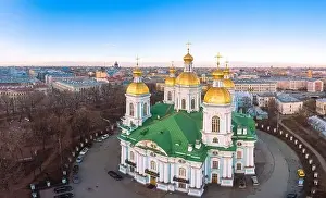 Epiphany Prints: Aerial top view to St. Nicholas Naval Sea Cathedral in sunny day