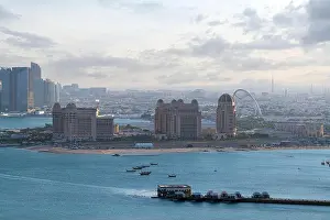 Qatar Prints: Aerial view of St Regis and intercontinental hotel Doha Qatar