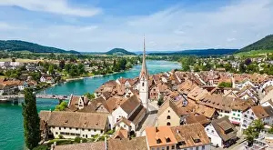 Aerial view of Stein am Rhein, a small town in northeastern Switzerland