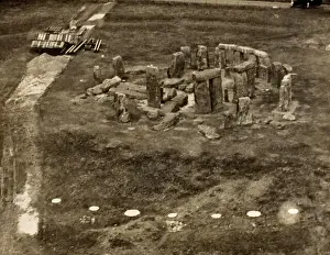 Salisbury Prints: Aerial view of Stonehenge - Salisbury Plain, circa 1920s