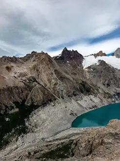 Laguna De Los Tres Prints: Aerial view of the stunning Laguna Sucia besides Laguna de los Tres with its turquoise water - famous sight when hiking