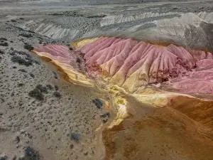 Oxidation Prints: Aerial view of the stunning landscape of Tierra de Colores in Parque Patagonia in Argentina