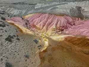 Oxidation Prints: Aerial view of the stunning landscape of Tierra de Colores in Parque Patagonia in Argentina