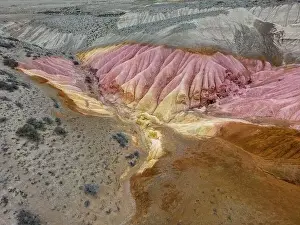 Aerial view of the stunning landscape of Tierra de Colores in Parque Patagonia in Argentina, South America