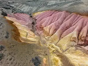 Oxidation Prints: Aerial view of the stunning landscape of Tierra de Colores in Parque Patagonia in Argentina