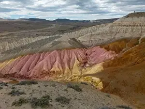 Oxidation Prints: Aerial view of the stunning landscape of Tierra de Colores in Parque Patagonia in Argentina