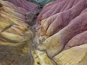 Loose Prints: Aerial view of the stunning landscape of Tierra de Colores in Parque Patagonia in Argentina