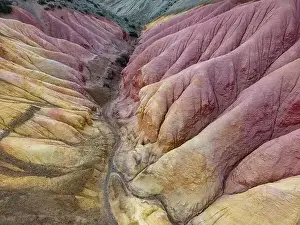 Loose Prints: Aerial view of the stunning landscape of Tierra de Colores in Parque Patagonia in Argentina