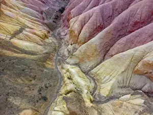 Loose Prints: Aerial view of the stunning landscape of Tierra de Colores in Parque Patagonia in Argentina