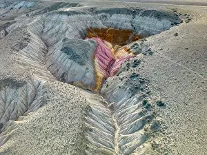 Loose Prints: Aerial view of the stunning landscape of Tierra de Colores in Parque Patagonia in Argentina