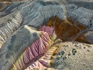 Loose Prints: Aerial view of the stunning landscape of Tierra de Colores in Parque Patagonia in Argentina