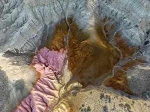 Loose Prints: Aerial view of the stunning landscape of Tierra de Colores in Parque Patagonia in Argentina