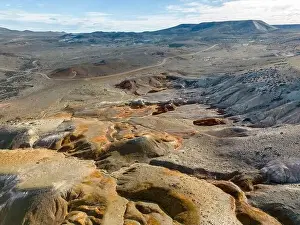 Loose Prints: Aerial view of the stunning landscape of Tierra de Colores in Parque Patagonia in Argentina