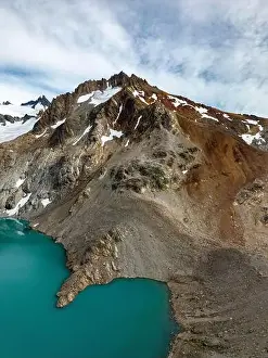 Laguna De Los Tres Prints: Aerial view of the stunning Mount Fitz Roy landscape with icefields
