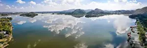 Lopburi Prints: Aerial view of Sub Lek Reservoir, lake in LopBuri, Thailand