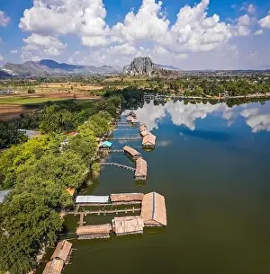 Lopburi Prints: Aerial view of Sub Lek Reservoir, lake in LopBuri, Thailand