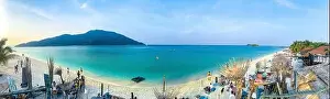 Sunrise Beach Prints: Aerial view of Sunrise beach with long tail boats in Koh Lipe, Satun, Thailand