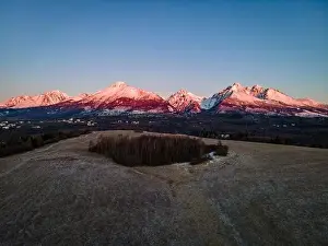 Steady Shot Prints: aerial view on sunrise in high tatras mountains in slovakia