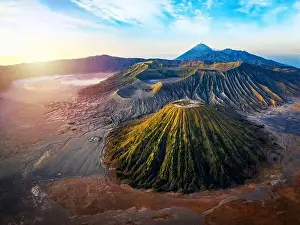 Timelapse Prints: aerial view of the sunrise at the vulcano bromo national park indonesia on the island java